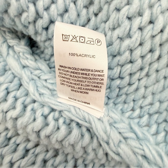 Peppermayo Jasleen Knit Cardigan Light Powder Blue Open Front Balloon Sleeves - Picture 15 of 15